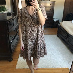Swing Dress with Ruffled Bottom - Animal Print